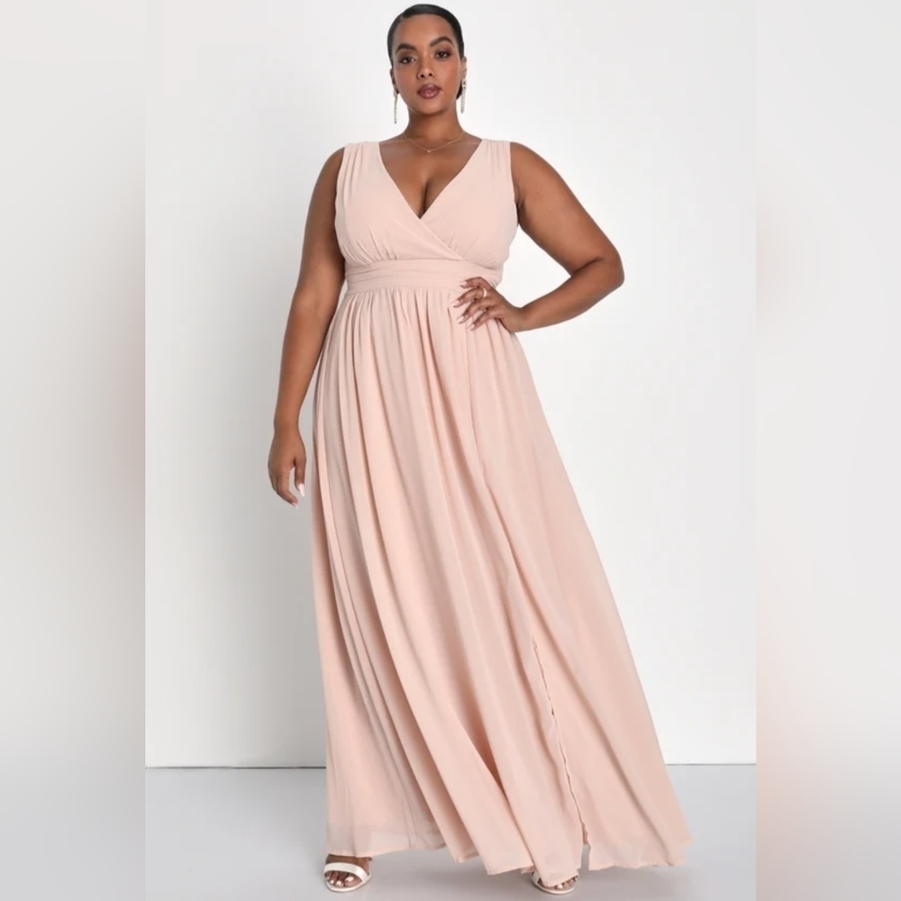 NWOT Lulu's Blush Surplice Maxi Dress 2X=20/22
